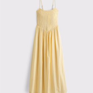 Abercrombie & Fitch Dipped-Waist Smocked Midi Dress